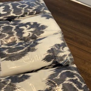 4 Ikat Blue printed cotton curtain panels